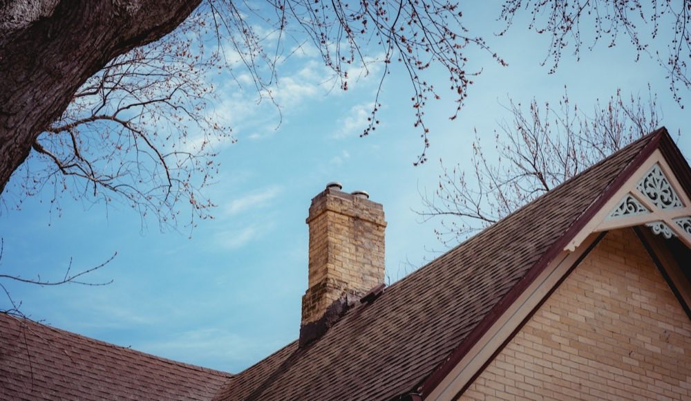 Chimney pots on a brick roof