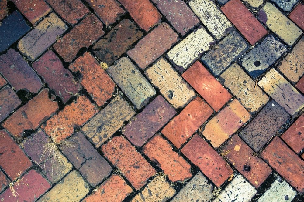 Herringbone block paving
