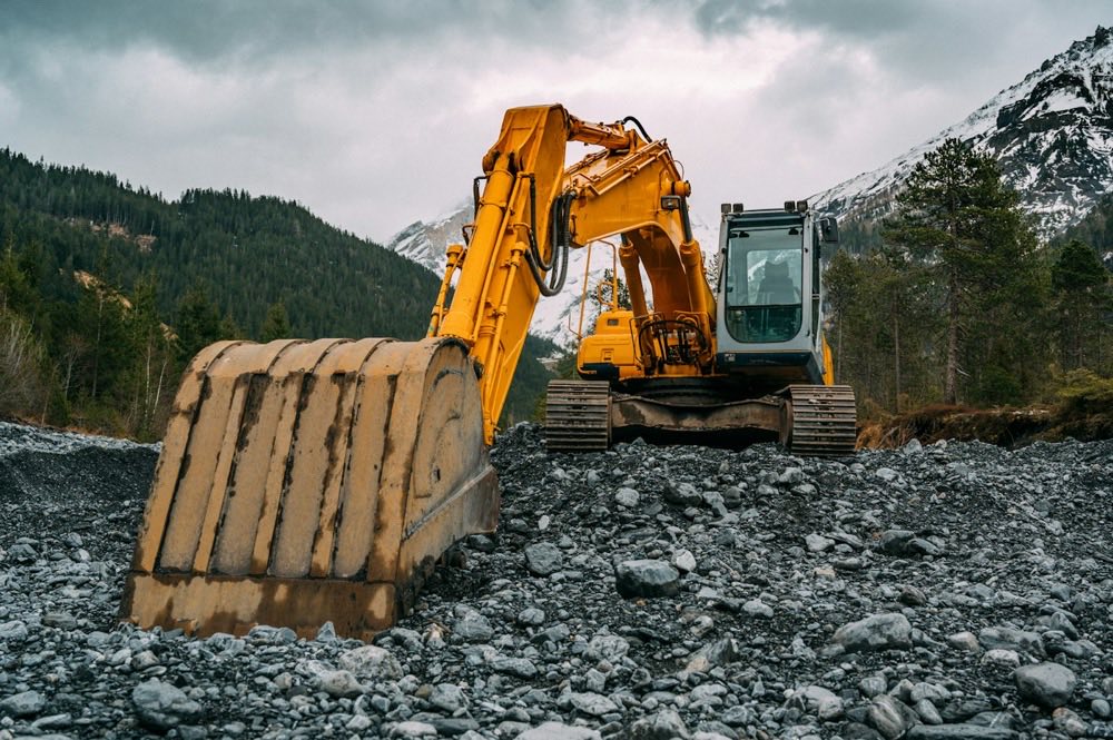 An excavator on a site